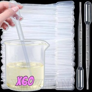 60Pcs Transparent Pipette Dropper - Disposable Safe Plastic Transfer Pipette - 1/2/3ML Scale Pipette