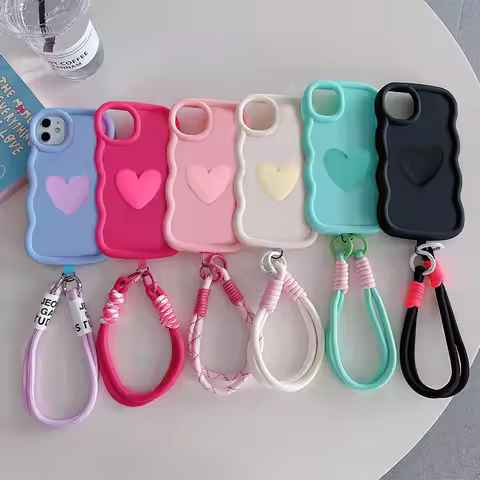 For OPPO A80 5G Case OPPO A3X OPPO A3pro OPPO A40 A40M 4G Phone Case Love Heart Wavy Frame Lanyard S