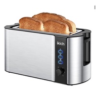 ikich Long Slot Toaster 4 Slice, 6 Shade Settings &amp; Warming Rack, Extra-Wide Slot Toaster with Cool Wall