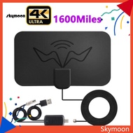 Skym* Digital TV Antenna Long Range Signal Booster Plug Play 1600 Miles 4K DVB Indoor Antenna for Bedroom