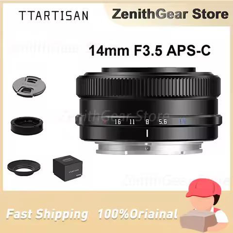 TTArtisan AF 14mm F3.5 APS-C Frame Prime Camera Lens for Fuji XF Sony E A6400 A6500 A6700 ZVE10 Huma