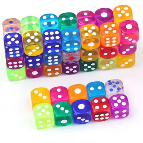 10Pieces/Lot 12mm Transparent Acrylic 6 Sided D6 Point Dice For Club/Party/Family Board Games 10 Col
