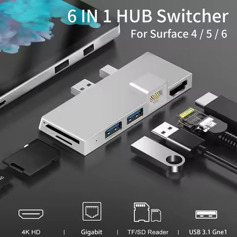 For Microsoft Surface Pro 4/5/6 Docking Station Hub Multifunction Converter With 4K HDMI Compatible 