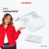 Starco 2 in 1 Foldable Laptop Stand Double Cooling Fan Meja Laptop