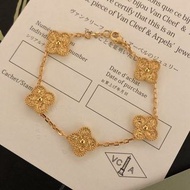 香港包郵 VCA梵克雅寶新款紋路四葉草手鍊 全套原裝配件