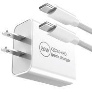 Pengecas Pantas PD 20W Serasi dengan Meta Quest 3 3S VR Headset, Pengecas Dinding USB Dual Port + Ka