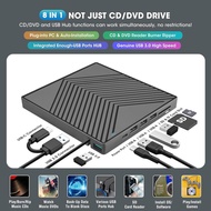 ROOFULL External CD DVD Drive, CD Burner DVD Player USB 3.0 with 4 USB Port Hub and 2 SD/TF Card Rea