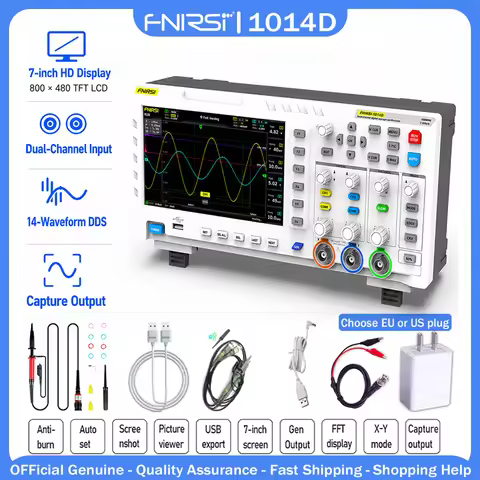 FNIRSI 1014D Digital Oscilloscope with Dual Input Signal Generator 7'' TFT LCD 1GSa/S Sample Rate De