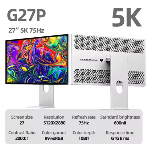 G27P 27 Inch 5K 75Hz LED Gaming Office Monitor Retina Display for Photography Design Desktop Use Alu