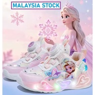 Kids Shoes Elsa frozen Flash LED Shoes Elsa Girl Light Up Princess Shoes Lampu Kasut Budak Perempuan