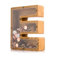 男孩女孩成人木製存錢罐 LETTER 個性化硬幣銀行嬰兒