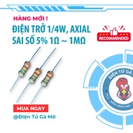 [50 CONS] Carbon Film Resistor 1/4W Axial Error 5%, 1R 2.2R 3.3R 4.7R 5.6R 6.8R 8.2R 10R 22R 33R 47R