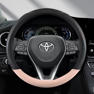 Car Steering Wheel Cover 38 cm Leather For Toyota Camry Corolla Harrier Fortuner Yaris CHR Vios Prius Alphard Rav4 Accessories