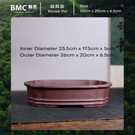 BMC Zisha Rectangular Bonsai Pot Shallow Handmade Planter for Desktop Succulent Old Trunk Pine Azale
