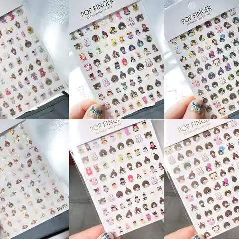 6pcs Cartoon Anime Monqiqi Nail Art Sticker Notebook Planner Decals 5D Embossed Nail Stickers