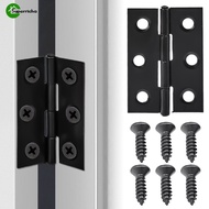 Black Stainless Steel Hinge with Screws - Flat Open 2-inch 6-hole Door Hinges - Wood Boards Holder For Cabinets, Wardrobe - Layer Board Welding Connector - Hardware Accessories