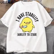 T-Shirt 1 Soft Cotton Graphic Print I Have Stability Ability To Stab Meme Y2k Printed S-5XL