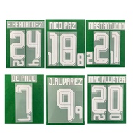 2026 National Team Nameset 24 E.Fernandez 18 Nico Paz 20 Mac Allister 7 De Paul 9 J.Alvarez 22 L.Mar