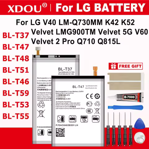 New BL-T37 BL-T47 BL-T48 BL-T51 BL-T46 BL-T59 BL-T53 BL-T55 Replacement Battery For LG V40 K42 K52 V