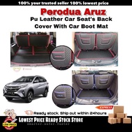Perodua Aruz PU Leather Car Seat’s Back Cover Mat with Cargo Boot Mat Red/Blue
