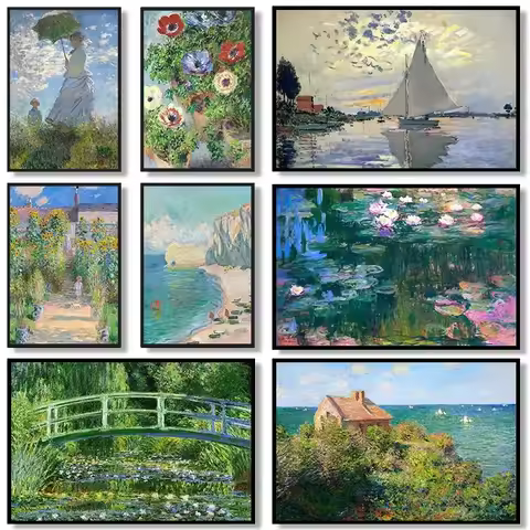 Claude Monet Water Lilies Classical Garden Landscape Posters and Prints Canvas Printing Wall Art Pic
