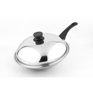 Buffalo 32CM LONG HANDLE S/S ROUND BOTTOM LONG HANDLE FRYING WOK(牛头牌32cm圆底炒菜锅）