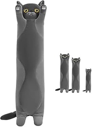PIDAK Plush Cat Grey - Cylindrical - Tube - Kawaii - Made in Italy - 50/90/110 cm (50 cm - 19 Inches