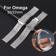 20mm 22mm Metal Strap for Omega Seamaster 007 Stainless Steel Automatic Butterfly Buckle Watch Band 