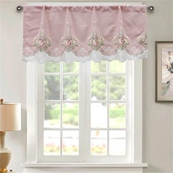 Pink  Rose Kitchen Short Curtain Partition Coffee Scallop Small Window Valance Cafe Cabinet Voile Drapes Window Treatment Rod Pocket