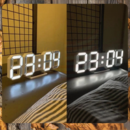 LED Jam Dinding /Meja Modern Digital 3D White LED Wall Clock Alarm Clock Snooze 12/24 Hour Display U