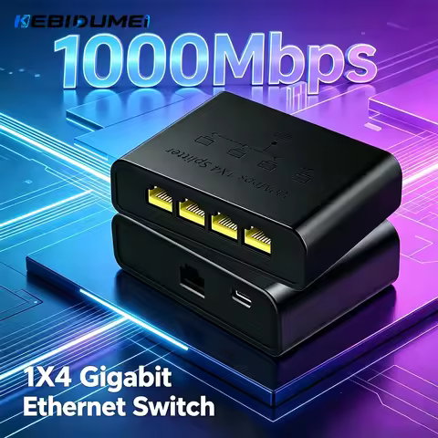 Kebidumei 100/1000Mbps 5 Port Gigabit Ethernet Switch Network Switch Plug & Play RJ45 LAN Hub Splitt