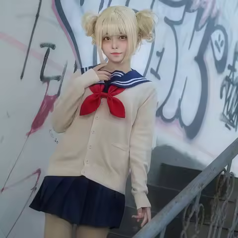 My Hero Academia Cosplay Costume Anime Cos SET Boku Himiko Toga JK Uniform Women Sailor Suits With S