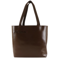 Prada PRADA Logo Tote Bag B9314 Leather Brown Shoulder Bag/Handbag A4 Open Logo Women's [Used]