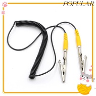 POPULAR Anti-Static ESD Grounding Cable, Black PU,Metal Coiled Cord, Male-to-Female 180cm / 71" 2mm 