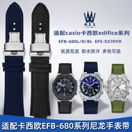 Suitable for Casio Edifice Series Ocean Heart EFB-680 EFS-S570 Convex Nylon Watch Strap