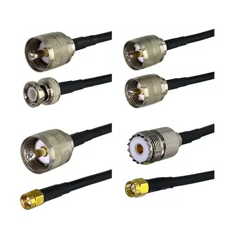 RG58 UHF PL259 SO239 to BNC SMA UHF N Male Plug & Female Jack Nut & Flange Connector RF Coaxial Jump