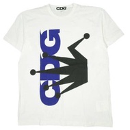 CDG x STUSSY COMME des GARÇONS Stüssy 19春夏特別版皇冠LOGO T卹 日本製造 Logo印花T卹 SZ-T016 XL 白色短袖 AD2019 上衣 [二手] 