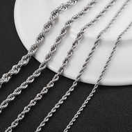 2.3mm/ 3mm 4mm/ 5mm/ 6mm Stainless Steel Twisted Rope Chain Silver Color Necklace for Men Women 16 t