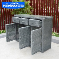 Q-8#Outdoor Cabinet Rattan Woven Balcony Storage Cabinet Doorway Shoe Cabinet Household Waterproof Sun Protection Large