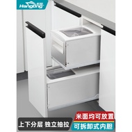 Kotak nasi kabinet dapur bakul tarik bakul tarik nasi dan tepung dapur laci keluli tahan karat kabin