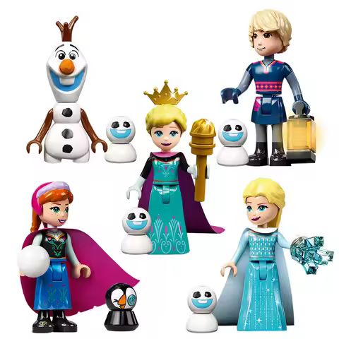 Disney Frozen Building Block Figures 66006-66010,includes Elsa, Anna, Olaf, Kristoff,Penguin, collec