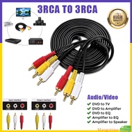 【Fast Ship】1.5M 3M 5M 3RCA To 3RCA Jack Plug AV Audio Video Cord AUX Video Composite Male to Male fo