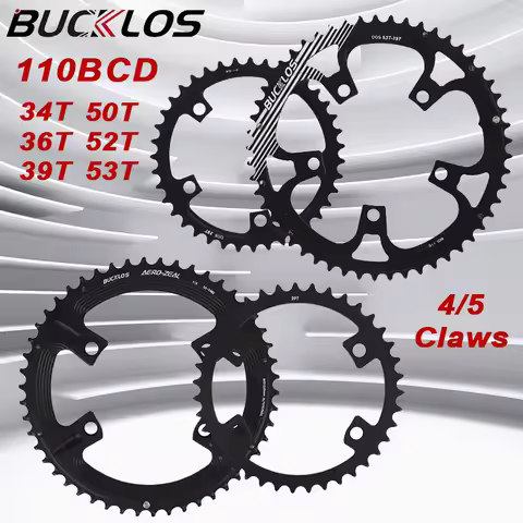 BUCKLOS Ultralight Double Chainring for Road Bike 110BCD 50-34T 52-36T 53-39T Bicycle Crown 4 Hole 5