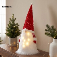 Moon Festive Christmas Gnome Toy, Glowing Plush Doll With Red Sequin Hat, Warm Light Up Beard, Hand-
