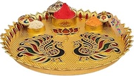 Western Era Sacred 30.5cm Tikka Thali Set with Roli & Akshat – Ritual Plate for Festive Celebrations