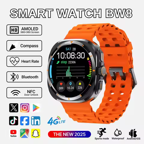 2025New BW8 Smartwatch 4G All Network Android 1.51inch Screen 400mAh Batter Google Play Pedometer Sl