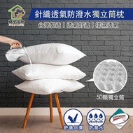 【寢室安居】買1送1 針織透氣防潑水獨立筒枕（50顆獨立筒）_廠商直送