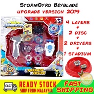 Ready Stock Beyblade Burst Spinning GyroStorm Set 4pcs Beyblade with Launcher and Stadium Outdoor Sport for Boys