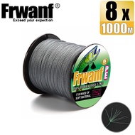 Frwanf สายเอ็นตกปลาถัก PE 8เส้น1000เมตร X8สายถักเปียสีน้ำเงินสีเหลืองสีเขียวสี6-300LB สีขาวสีเทา