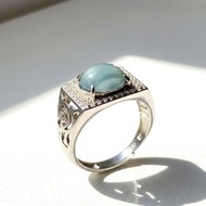 冰種天空藍翡翠蛋面戒指 925純銀 | 天然翡翠A貨 | 送禮